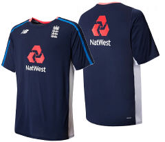 England New Balance 2017/18 Cricket SS Training Tee Blue - Snr